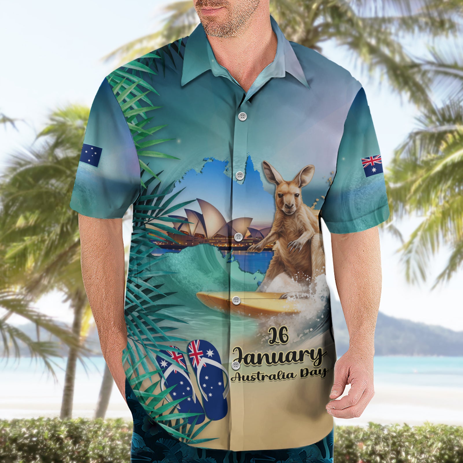 Australia Day 2024 Hawaiian Shirt Kangaroo Go Surfing Aussie Map Tropical Style
