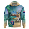 Australia Day 2024 Hoodie Kangaroo Go Surfing Aussie Map Tropical Style