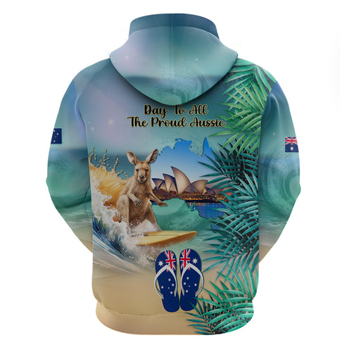 Australia Day 2024 Hoodie Kangaroo Go Surfing Aussie Map Tropical Style