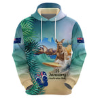 Australia Day 2024 Hoodie Kangaroo Go Surfing Aussie Map Tropical Style