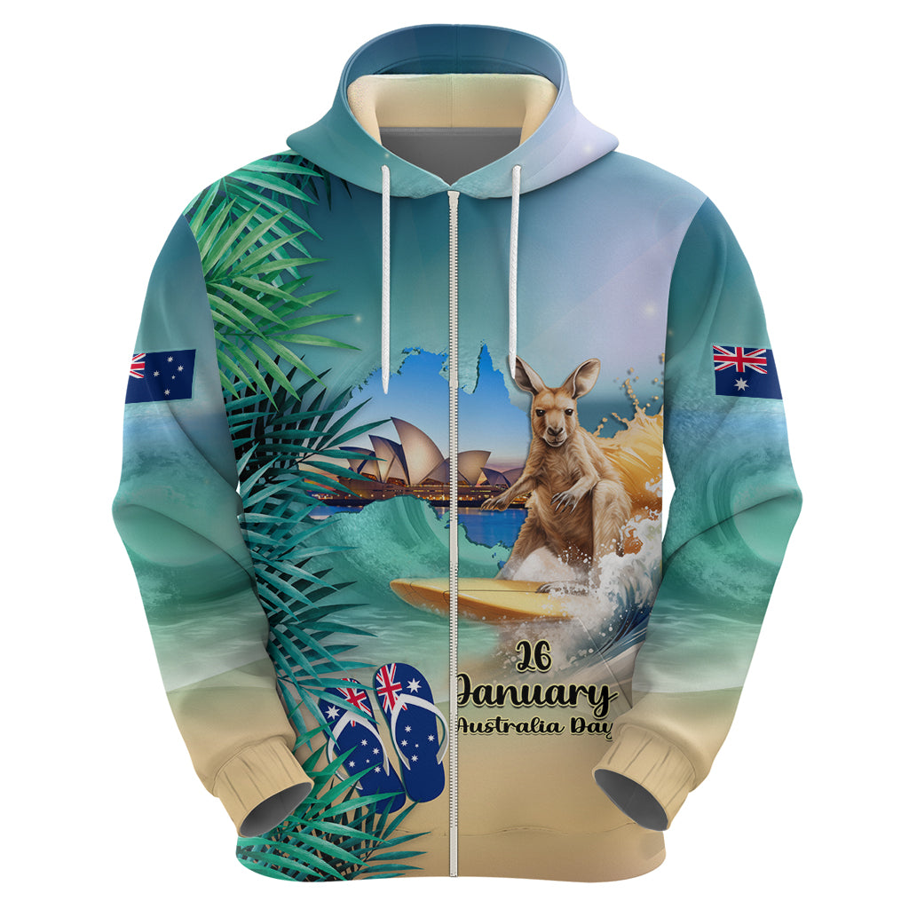 Australia Day 2024 Hoodie Kangaroo Go Surfing Aussie Map Tropical Style