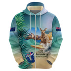 Australia Day 2024 Hoodie Kangaroo Go Surfing Aussie Map Tropical Style