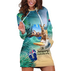 Australia Day 2024 Hoodie Dress Kangaroo Go Surfing Aussie Map Tropical Style