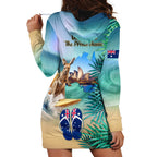 Australia Day 2024 Hoodie Dress Kangaroo Go Surfing Aussie Map Tropical Style