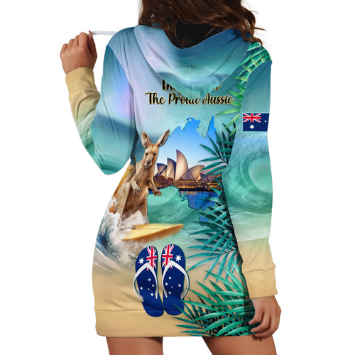 Australia Day 2024 Hoodie Dress Kangaroo Go Surfing Aussie Map Tropical Style
