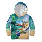 Australia Day 2024 Kid Hoodie Kangaroo Go Surfing Aussie Map Tropical Style