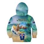 Australia Day 2024 Kid Hoodie Kangaroo Go Surfing Aussie Map Tropical Style