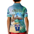 Australia Day 2024 Kid Polo Shirt Kangaroo Go Surfing Aussie Map Tropical Style