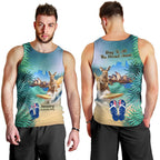 Australia Day 2024 Men Tank Top Kangaroo Go Surfing Aussie Map Tropical Style