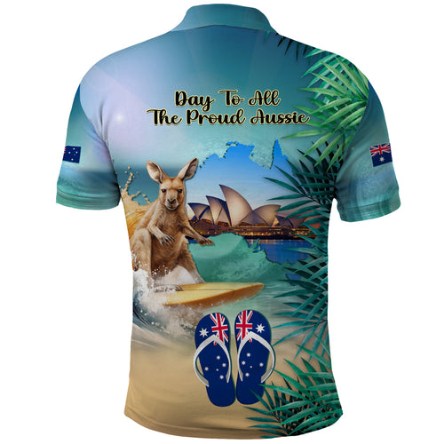 Australia Day 2024 Polo Shirt Kangaroo Go Surfing Aussie Map Tropical Style