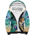 Australia Day 2024 Sherpa Hoodie Kangaroo Go Surfing Aussie Map Tropical Style