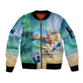 Australia Day 2024 Sleeve Zip Bomber Jacket Kangaroo Go Surfing Aussie Map Tropical Style