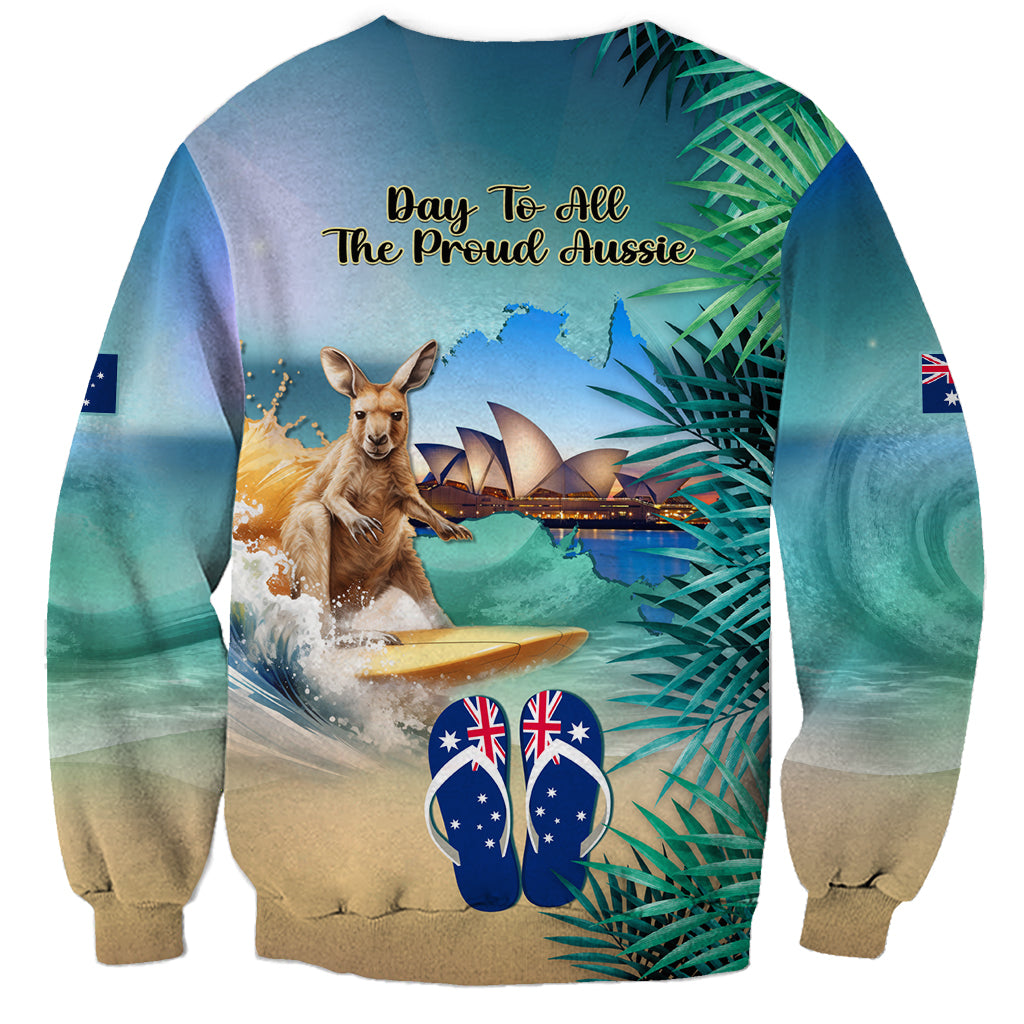 Australia Day 2024 Sweatshirt Kangaroo Go Surfing Aussie Map Tropical Style