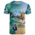 Australia Day 2024 T Shirt Kangaroo Go Surfing Aussie Map Tropical Style