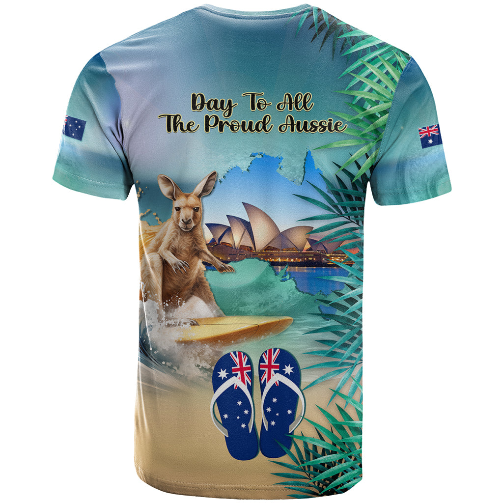 Australia Day 2024 T Shirt Kangaroo Go Surfing Aussie Map Tropical Style