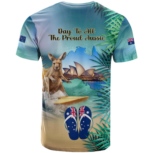 Australia Day 2024 T Shirt Kangaroo Go Surfing Aussie Map Tropical Style