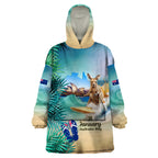 Australia Day 2024 Wearable Blanket Hoodie Kangaroo Go Surfing Aussie Map Tropical Style