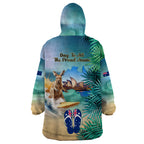 Australia Day 2024 Wearable Blanket Hoodie Kangaroo Go Surfing Aussie Map Tropical Style