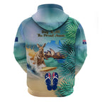 Australia Day 2024 Zip Hoodie Kangaroo Go Surfing Aussie Map Tropical Style