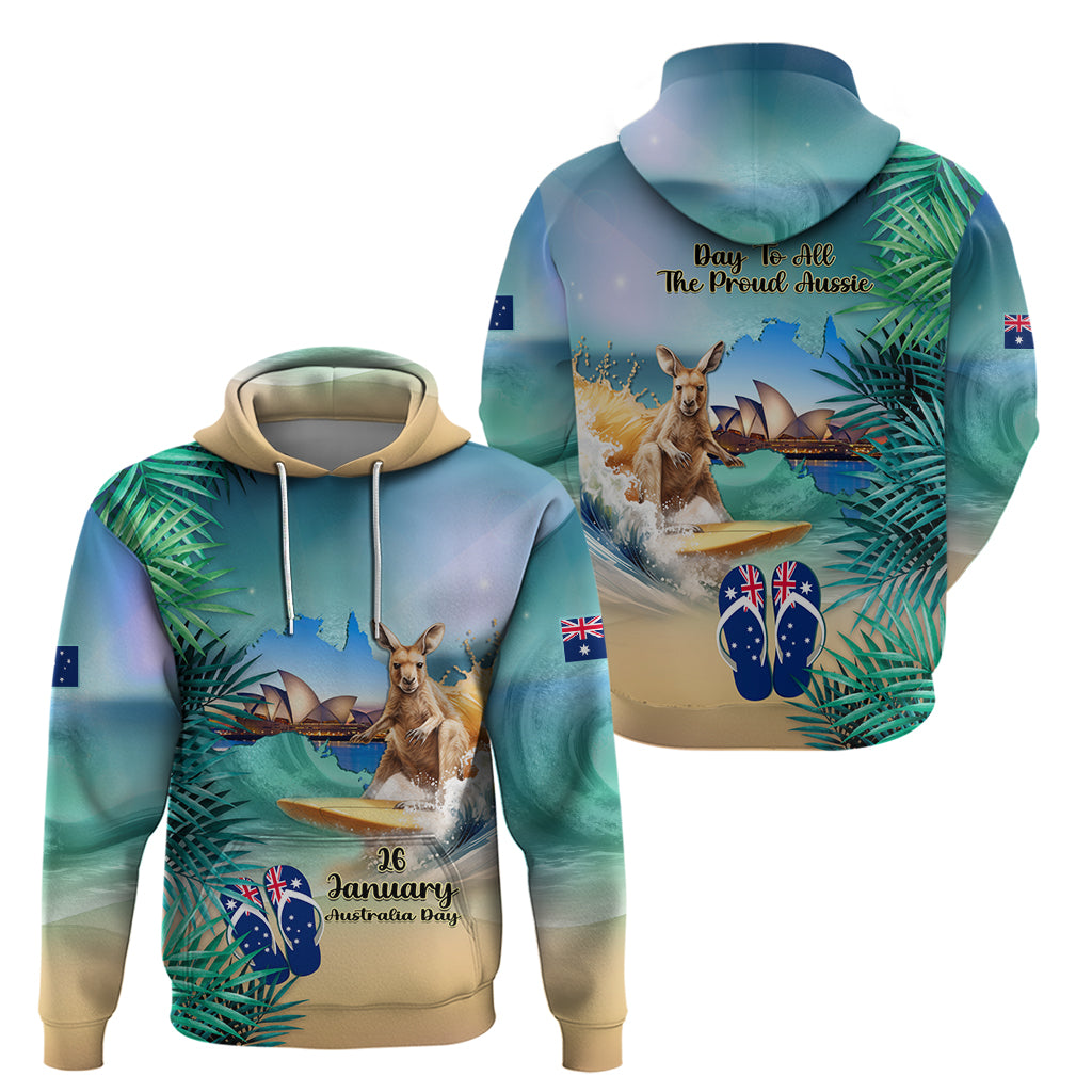 Australia Day 2024 Zip Hoodie Kangaroo Go Surfing Aussie Map Tropical Style