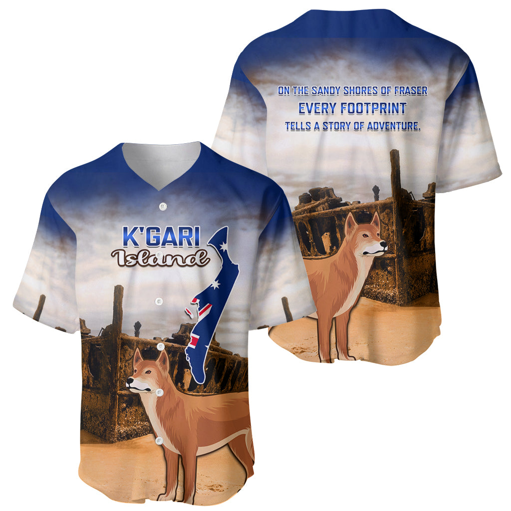 Australia Fraser Island Baseball Jersey Dingo With Maheno Shipwreck K'gari Proud