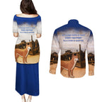 Australia Fraser Island Couples Matching Puletasi and Long Sleeve Button Shirt Dingo With Maheno Shipwreck K'gari Proud