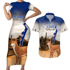 Australia Fraser Island Couples Matching Short Sleeve Bodycon Dress and Hawaiian Shirt Dingo With Maheno Shipwreck K'gari Proud