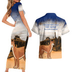 Australia Fraser Island Couples Matching Short Sleeve Bodycon Dress and Hawaiian Shirt Dingo With Maheno Shipwreck K'gari Proud