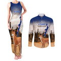 Australia Fraser Island Couples Matching Tank Maxi Dress and Long Sleeve Button Shirt Dingo With Maheno Shipwreck K'gari Proud
