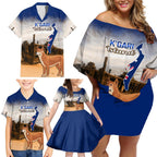 Australia Fraser Island Family Matching Off Shoulder Short Dress and Hawaiian Shirt Dingo With Maheno Shipwreck K'gari Proud
