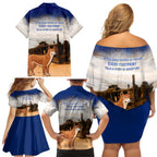 Australia Fraser Island Family Matching Off Shoulder Short Dress and Hawaiian Shirt Dingo With Maheno Shipwreck K'gari Proud