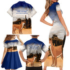 Australia Fraser Island Family Matching Short Sleeve Bodycon Dress and Hawaiian Shirt Dingo With Maheno Shipwreck K'gari Proud