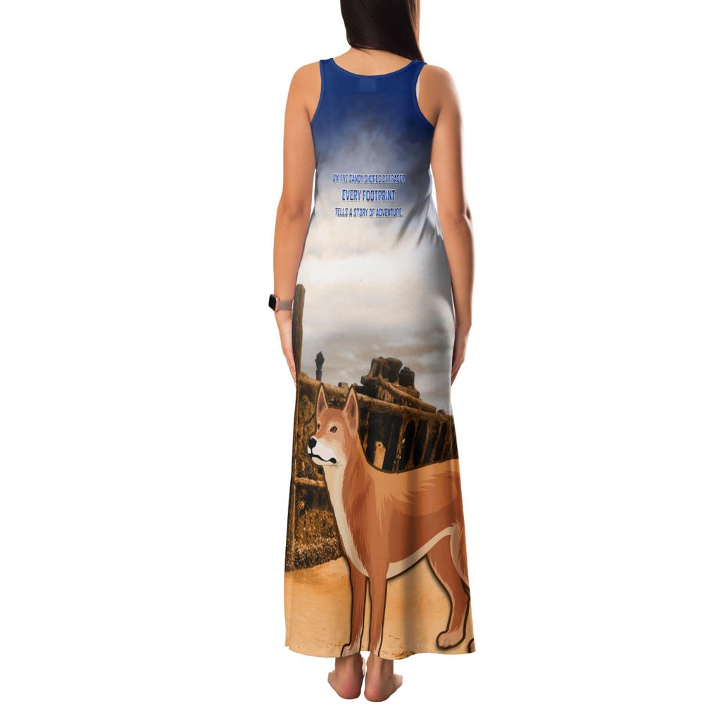 Australia Fraser Island Family Matching Tank Maxi Dress and Hawaiian Shirt Dingo With Maheno Shipwreck K'gari Proud