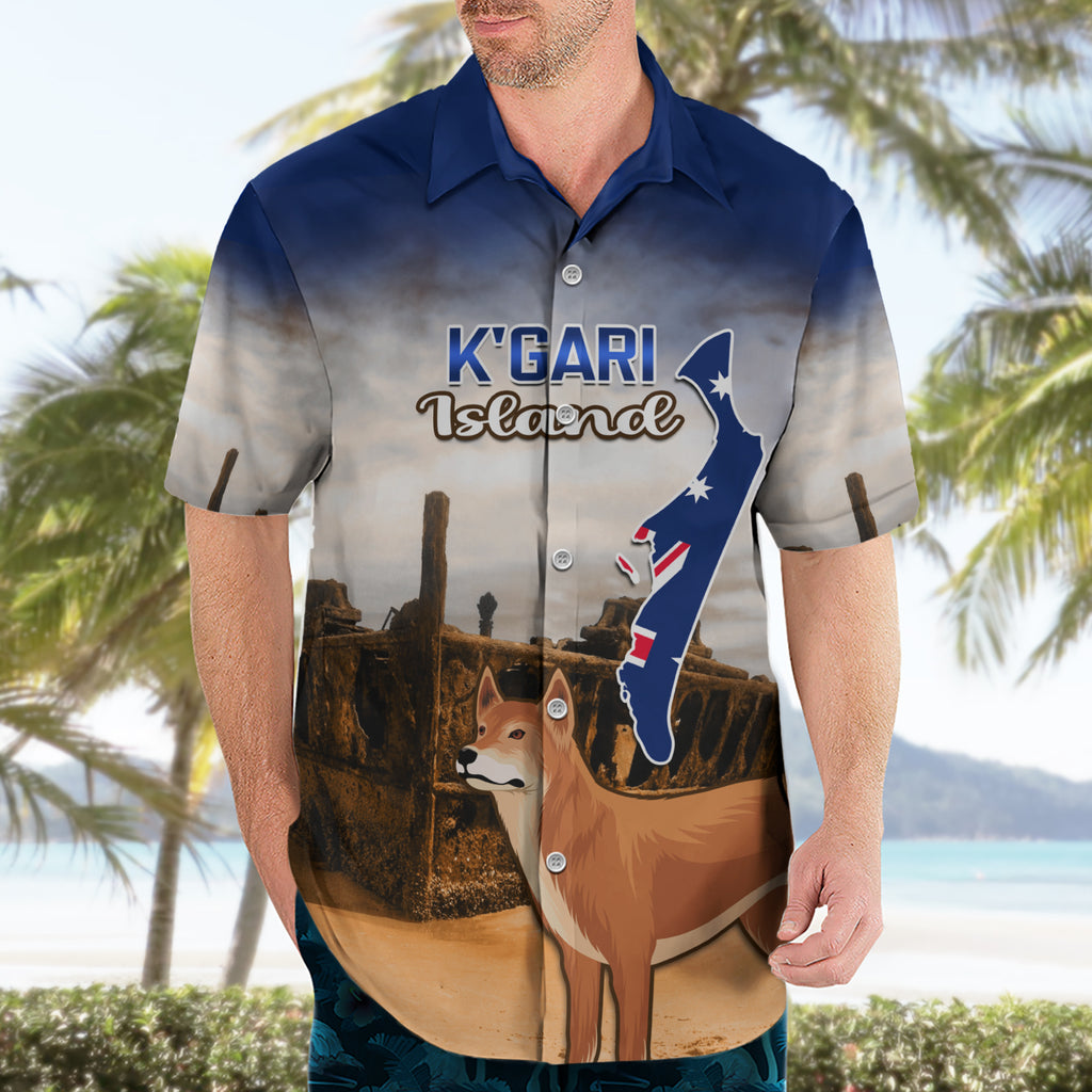 Australia Fraser Island Hawaiian Shirt Dingo With Maheno Shipwreck K'gari Proud