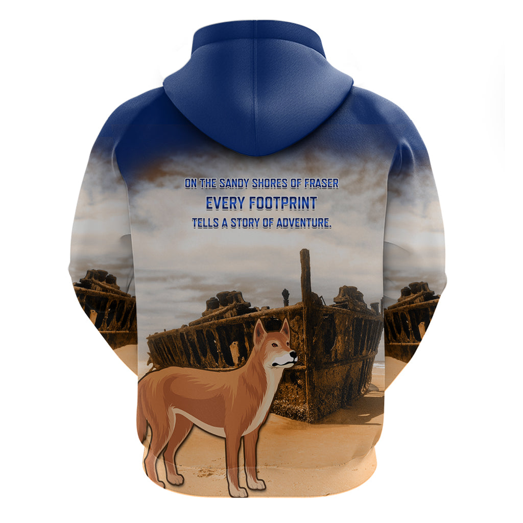 Australia Fraser Island Hoodie Dingo With Maheno Shipwreck K'gari Proud