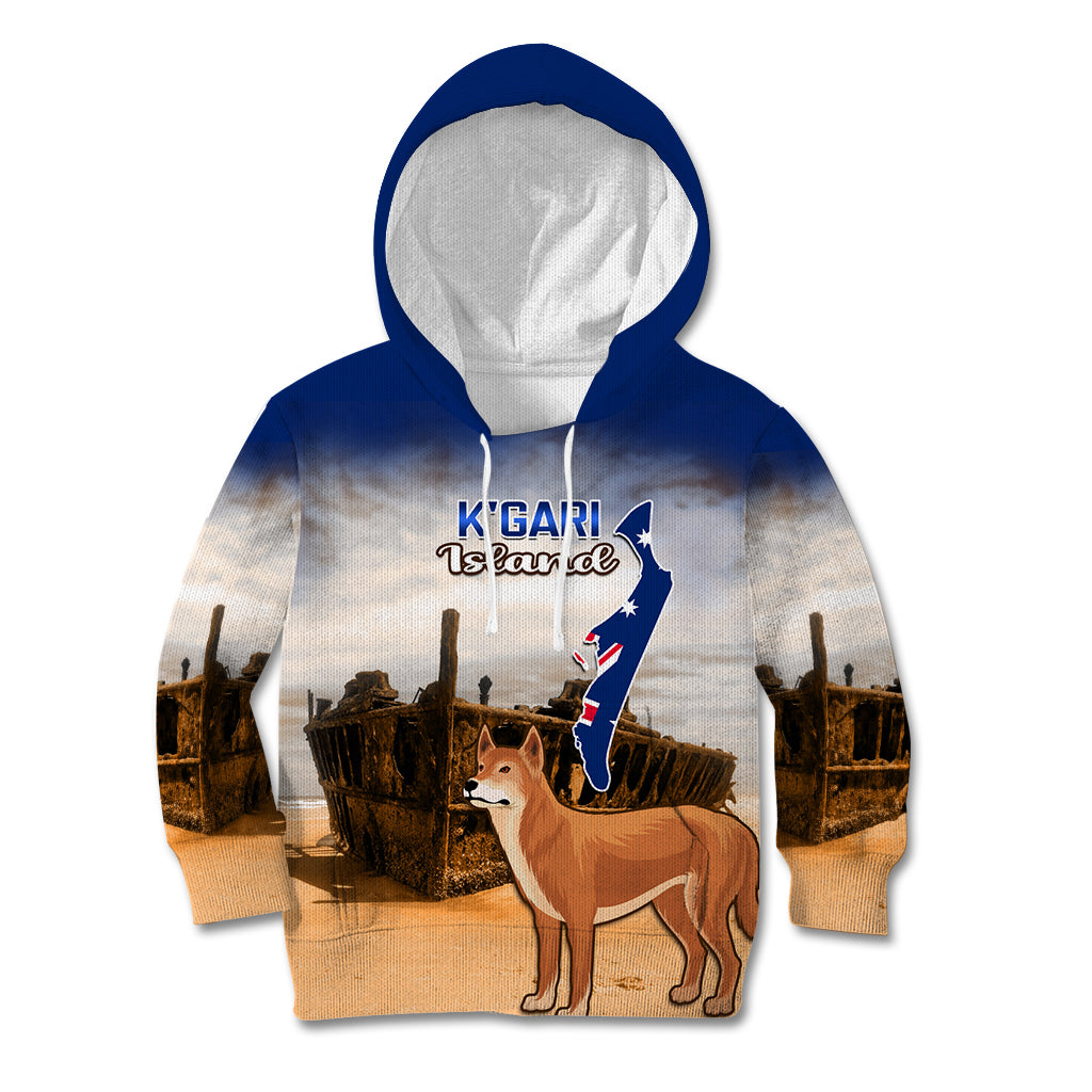Australia Fraser Island Kid Hoodie Dingo With Maheno Shipwreck K'gari Proud