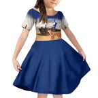 Australia Fraser Island Kid Short Sleeve Dress Dingo With Maheno Shipwreck K'gari Proud