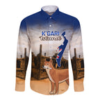 Australia Fraser Island Long Sleeve Button Shirt Dingo With Maheno Shipwreck K'gari Proud