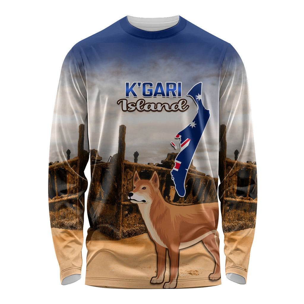 Australia Fraser Island Long Sleeve Shirt Dingo With Maheno Shipwreck K'gari Proud