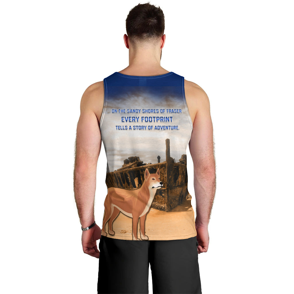 Australia Fraser Island Men Tank Top Dingo With Maheno Shipwreck K'gari Proud