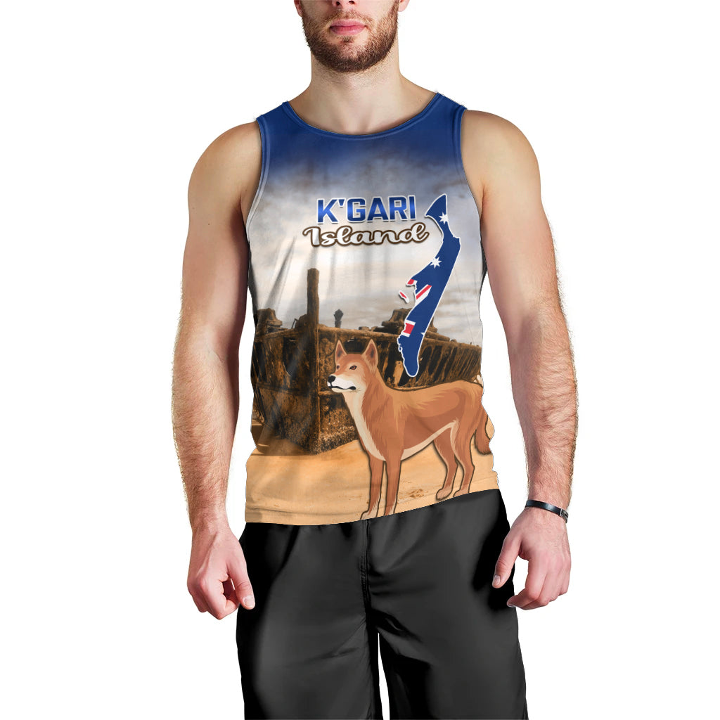 Australia Fraser Island Men Tank Top Dingo With Maheno Shipwreck K'gari Proud
