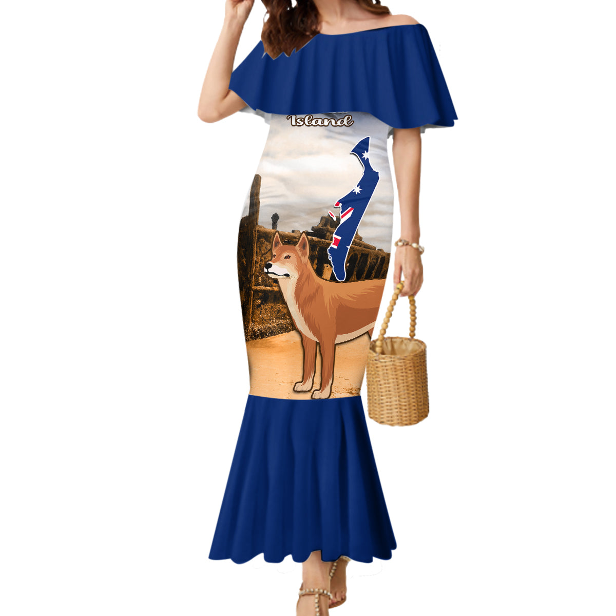 Australia Fraser Island Mermaid Dress Dingo With Maheno Shipwreck K'gari Proud