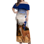 Australia Fraser Island Off Shoulder Maxi Dress Dingo With Maheno Shipwreck K'gari Proud