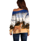Australia Fraser Island Off Shoulder Sweater Dingo With Maheno Shipwreck K'gari Proud