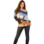 Australia Fraser Island Off Shoulder Sweater Dingo With Maheno Shipwreck K'gari Proud