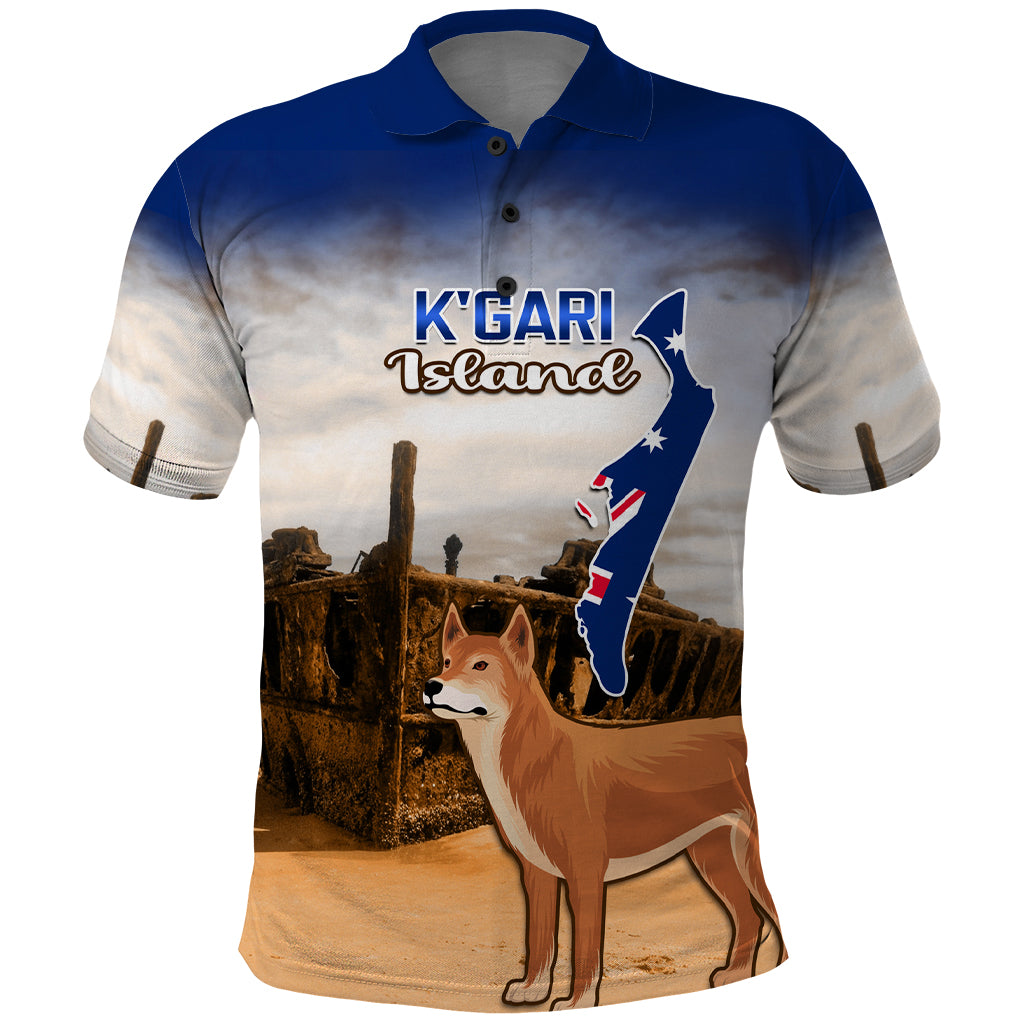 Australia Fraser Island Polo Shirt Dingo With Maheno Shipwreck K'gari Proud