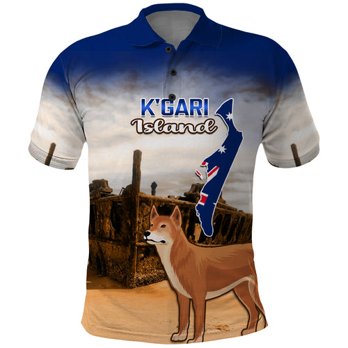 Australia Fraser Island Polo Shirt Dingo With Maheno Shipwreck K'gari Proud
