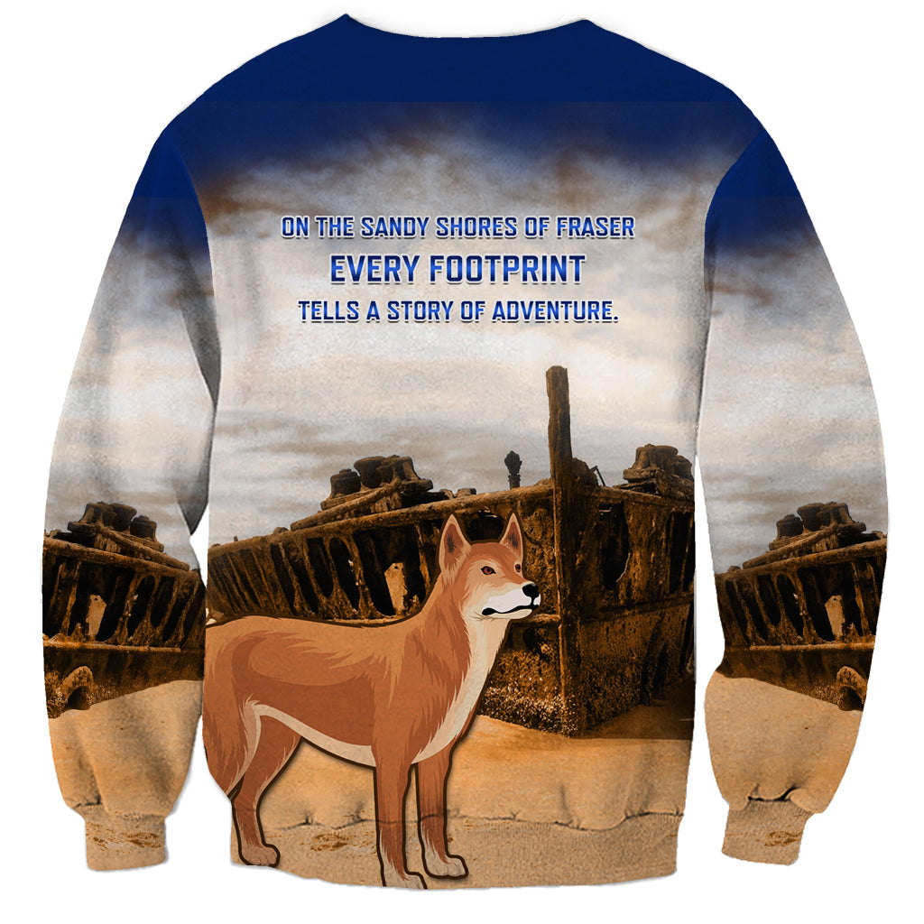 Australia Fraser Island Sweatshirt Dingo With Maheno Shipwreck K'gari Proud