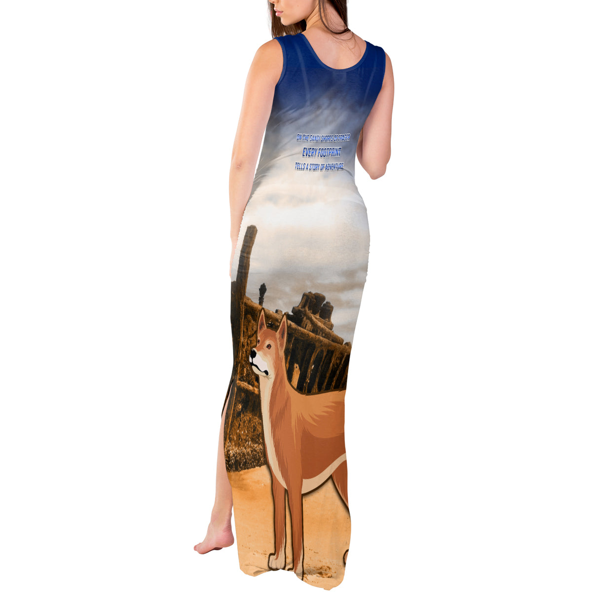 Australia Fraser Island Tank Maxi Dress Dingo With Maheno Shipwreck K'gari Proud