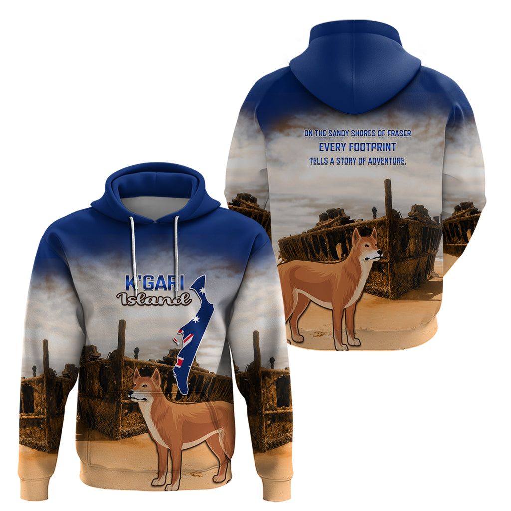 Australia Fraser Island Zip Hoodie Dingo With Maheno Shipwreck K'gari Proud